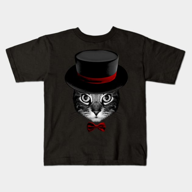 illusionist Cat V2 Kids T-Shirt by clingcling